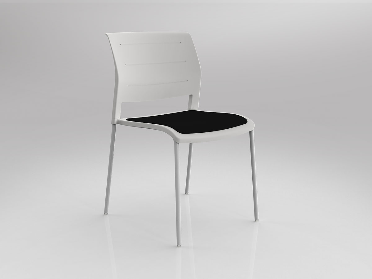 OL Game Stacking Chair -4 Legs White Shell with Seat Upholstered