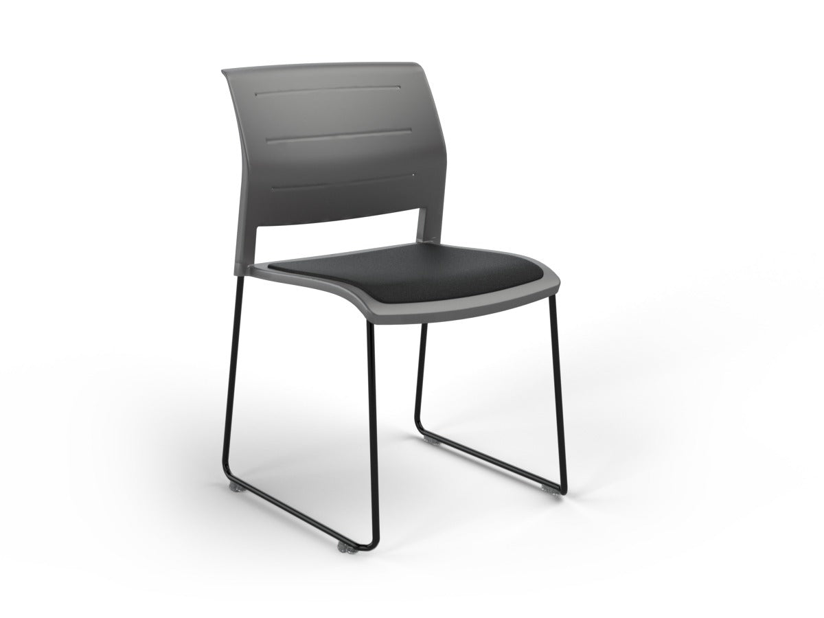 OL Game Hospitality Stacking Chair - Charcoal Shell Upholstered Seat