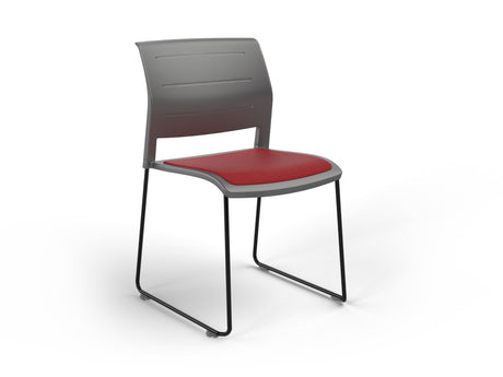 OL Game Hospitality Stacking Chair - Charcoal Shell Upholstered Seat