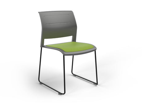 OL Game Hospitality Stacking Chair - Charcoal Shell Upholstered Seat