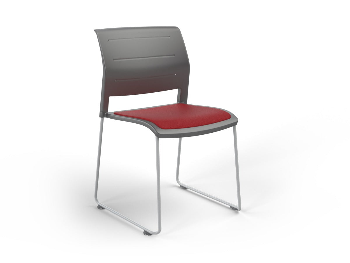 OL Game Hospitality Stacking Chair - Charcoal Shell Upholstered Seat