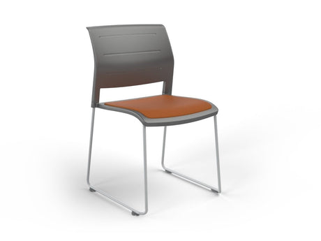 OL Game Hospitality Stacking Chair - Charcoal Shell Upholstered Seat