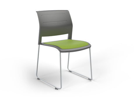 OL Game Hospitality Stacking Chair - Charcoal Shell Upholstered Seat