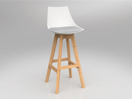 OL Luna Oak Timber Leg White Shell Barstool