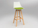 OL Luna White Barstool with Oak Base