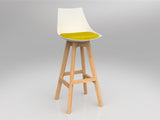 OL Luna White Barstool with Oak Base