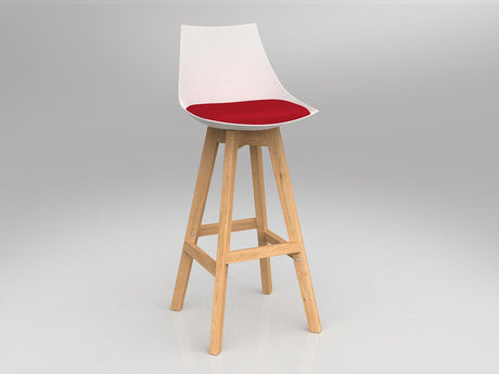 OL Luna Oak Timber Leg White Shell Barstool