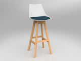 OL Luna White Barstool with Oak Base