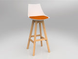 OL Luna White Barstool with Oak Base