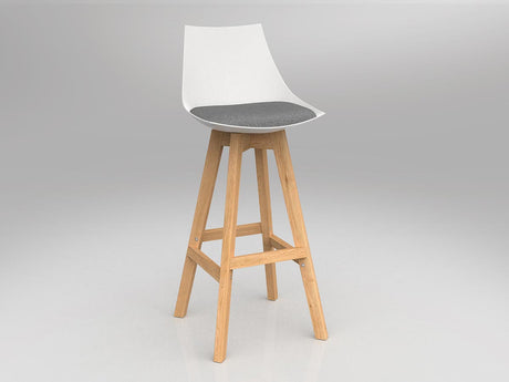 OL Luna Oak Timber Leg White Shell Barstool