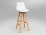 OL Luna White Barstool with Oak Base