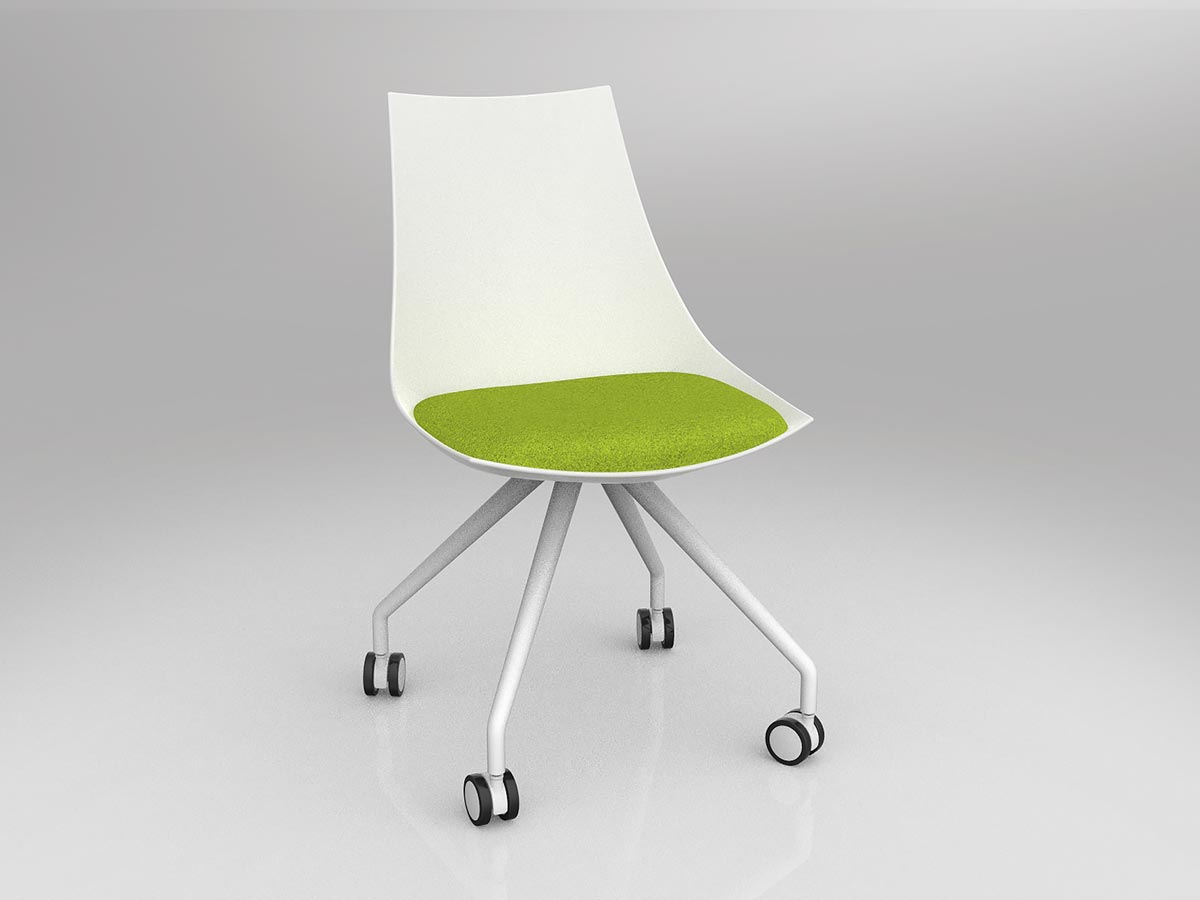 OL Luna White Chair with Castor Base