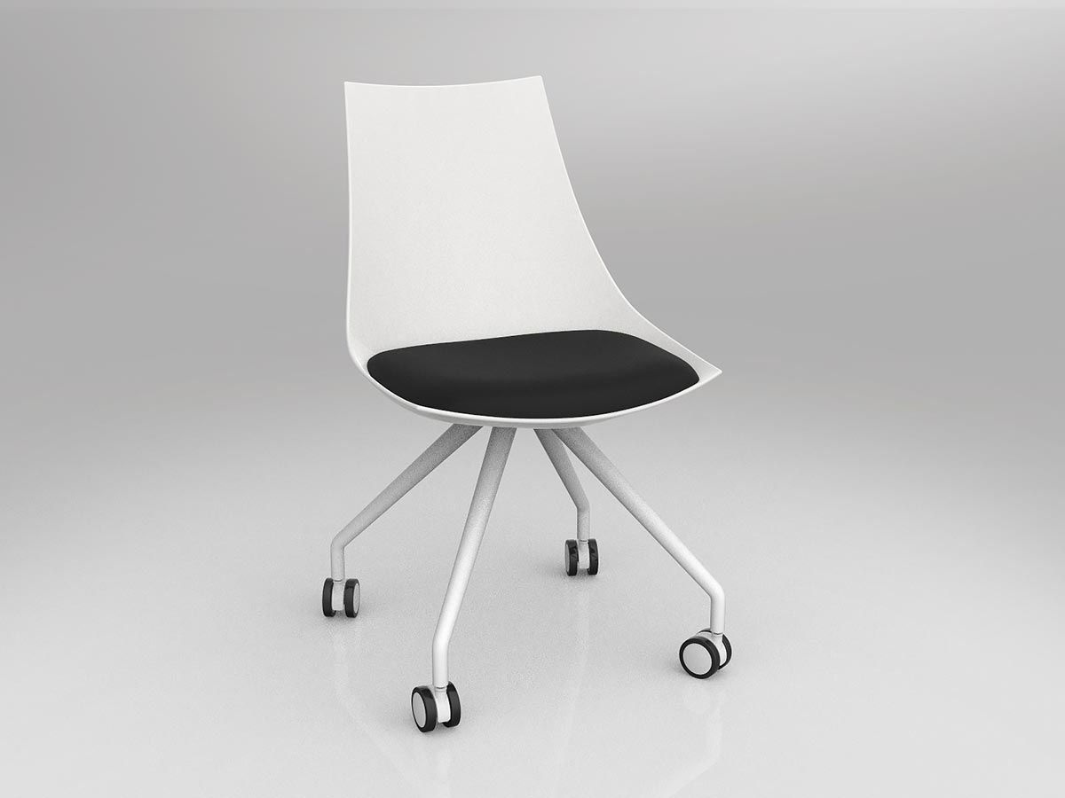 OL Luna White Chair with Castor Base