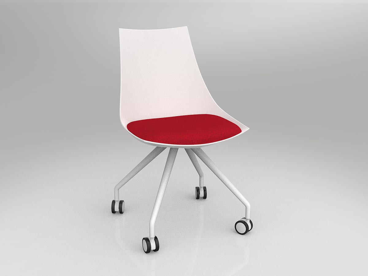 OL Luna White Chair with Castor Base