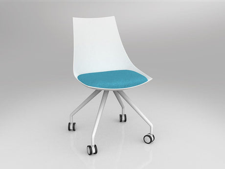 OL Luna White Chair with Castor Base