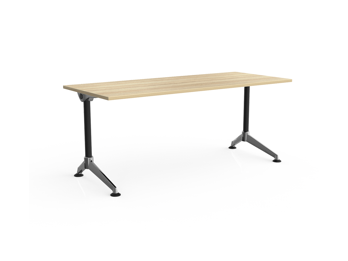 OL Modulus Single Sided Workspace Desk – Oak Top with Black Frame