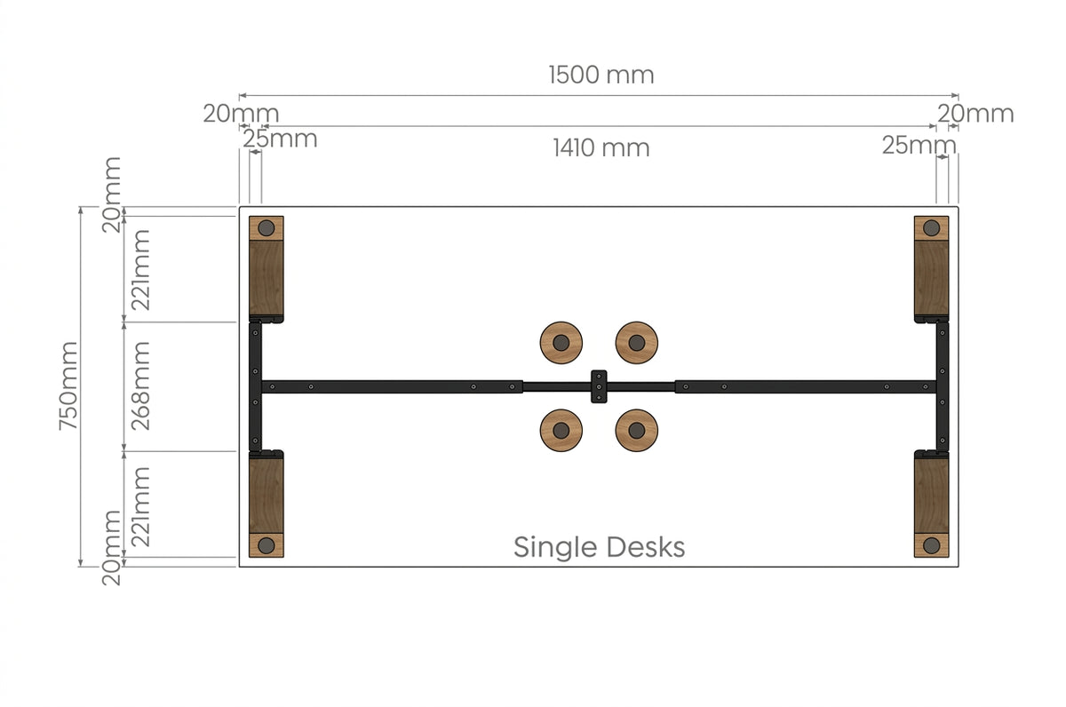 OL Plantation Oak Timber Single User Desk Frame