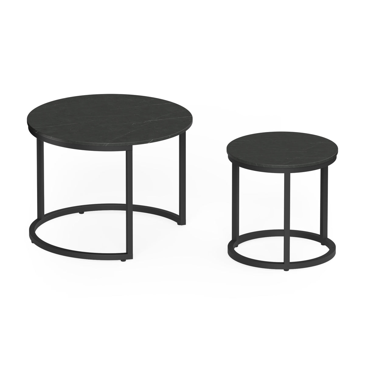 OL Sora Sintered Stone Top Metal Leg Round Coffee & Side Nest of Tables