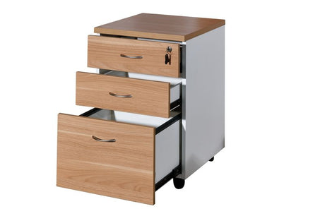 GP Office Fixed Desk Pedestal with 3 Drawers - Virginia Walnut