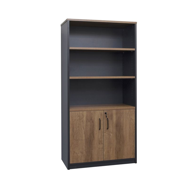 GP Office 2 Door Cabinet with 3 Open Shelves - Regal Walnut