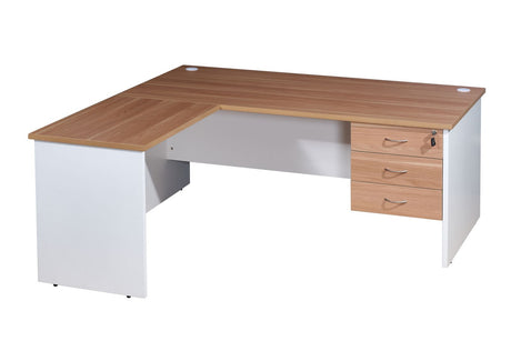 GP Office 3 Piece Corner Workstation with Virginia Top & White Bottom