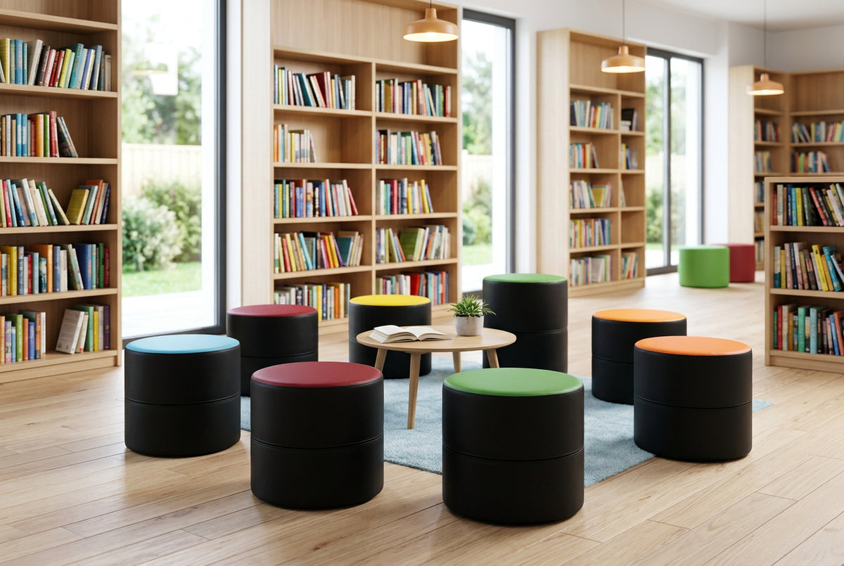 MA Fabric or Vinyl Upholstered Round Ottoman