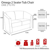 MA Omega Fabric or Vinyl Upholstered 2 Seater Tub Lounge