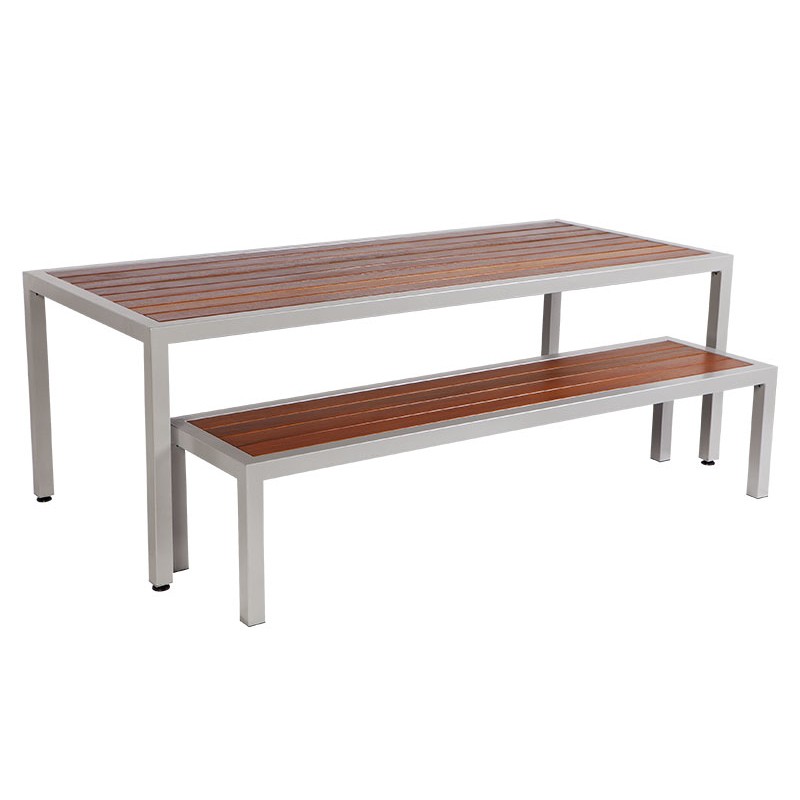 MA Outback Stainless Steel Framed and Timber Slats Outdoor Table