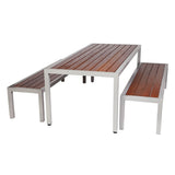 MA Outback Stainless Steel Framed and Timber Slats Outdoor Bar Table