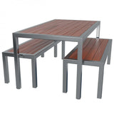 MA Outback Stainless Steel Framed and Timber Slats Outdoor Table