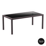 FL 7 Piece Tahiti Hospitality Outdoor Dining Table with Aruba Armchair & Cushion
