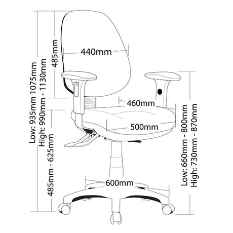 ST Prestige Fabric High Back Ergonomic Task Chair with Arms