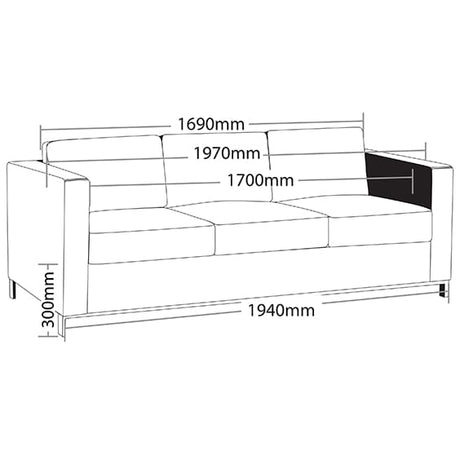 ST Plaza PU Leather 3 Seater Lounge Sofa