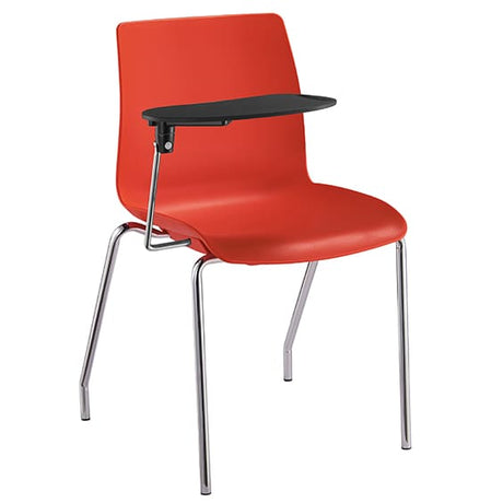 ST Pod 4 Legs White Shell Hospitality Chair with Tablet Arm
