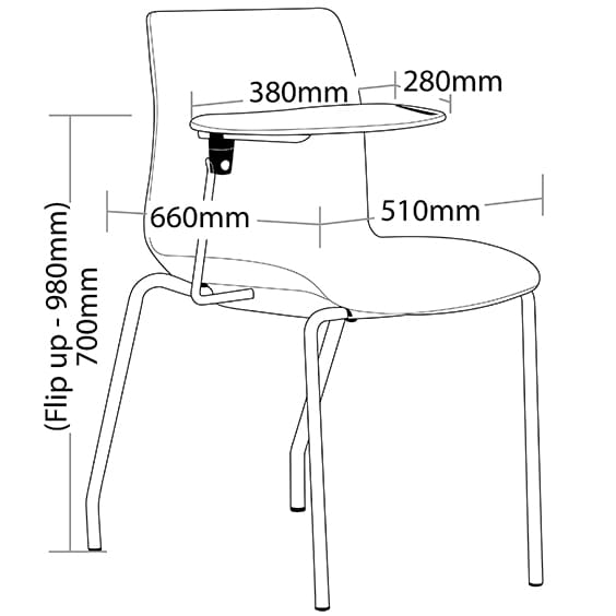 ST Pod 4 Legs Fabric White Shell Training Chairs with Tablet Arm