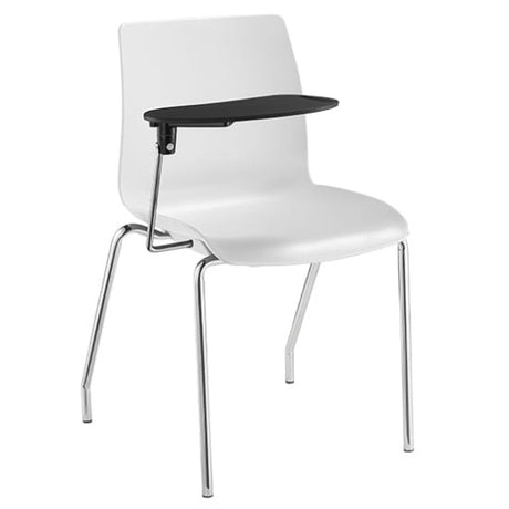 ST Pod 4 Legs White Shell Hospitality Chair with Tablet Arm