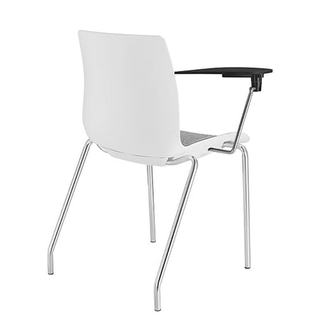 ST Pod 4 Legs Fabric White Shell Training Chairs with Tablet Arm
