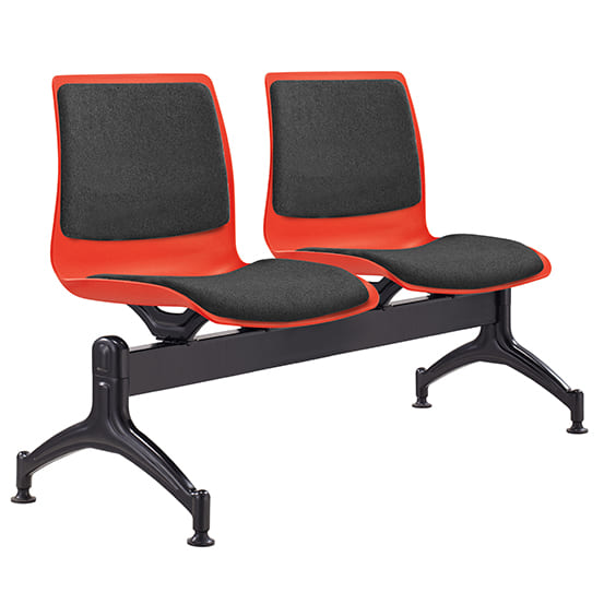 ST Pod Upholstered Red Plastic Shell 2 Seater Beam Seating