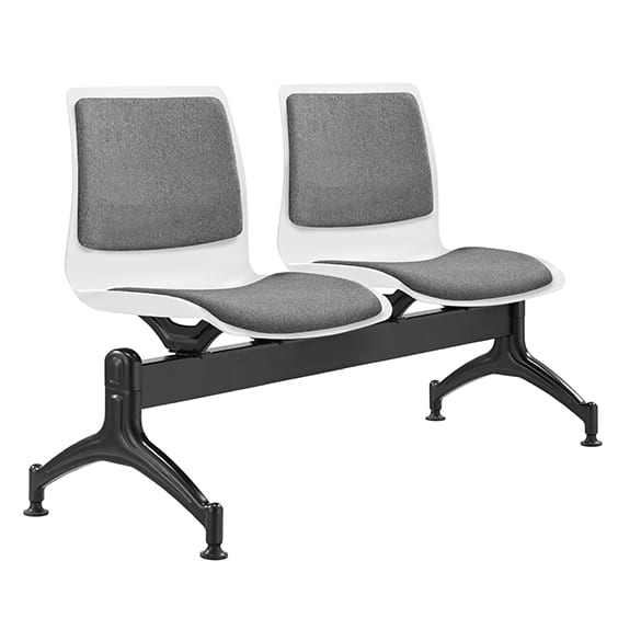 ST Pod Upholstered White Plastic Shell 2 Seater Beam Seating