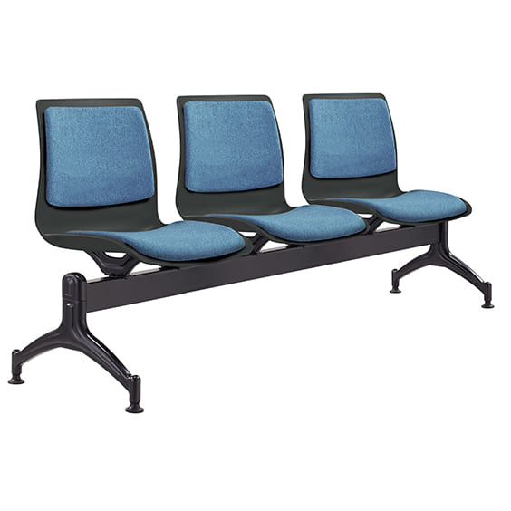 ST Pod Upholstered Black Plastic Shell 3 Seater Beam Seating