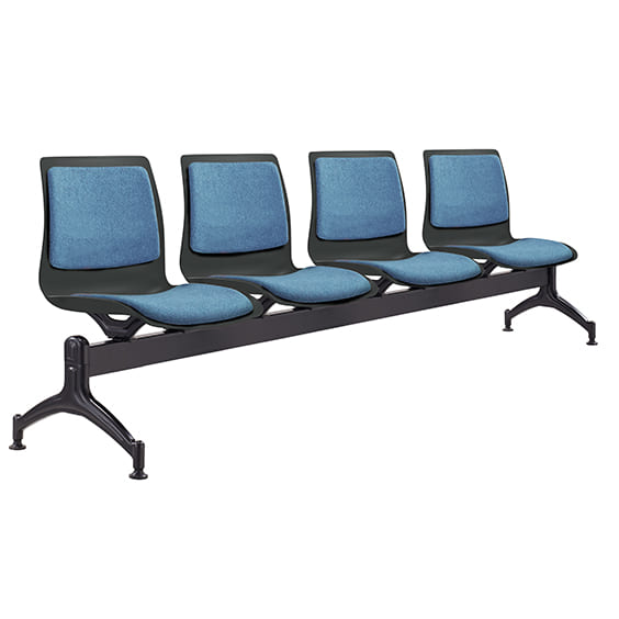 ST Pod Upholstered Black Plastic Shell 4 Seater Beam Seating