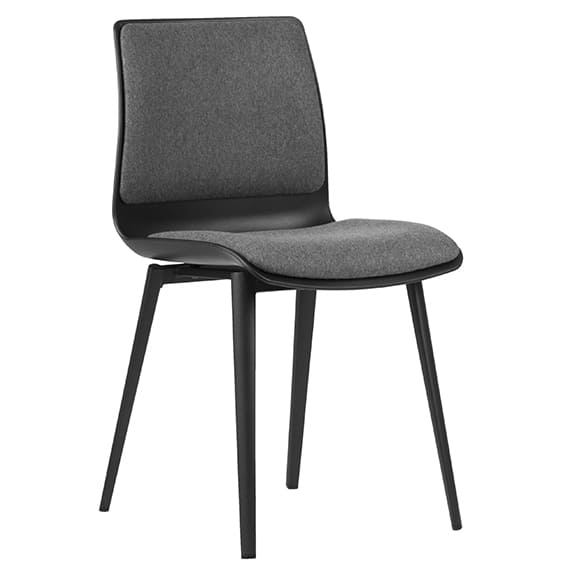 ST Pod Black Metal Leg Upholstered White Plastic Shell Hospitality Chair