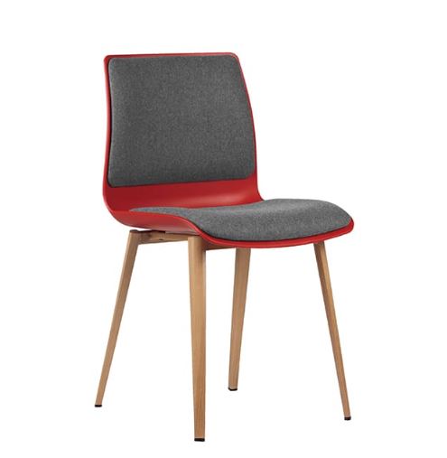 ST Pod Fabric Red Shell Timber Legs Hospitality Dining Chair