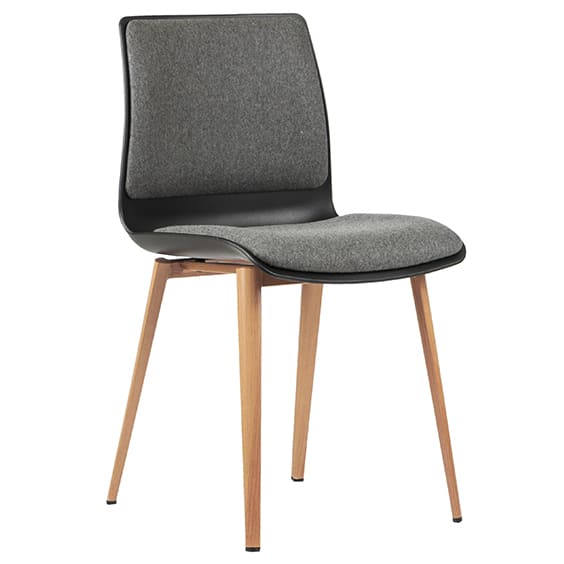ST Pod Timber Look Metal Leg Upholstered Red Plastic Shell Hospitality Chair