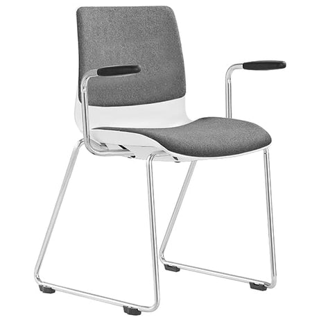 ST Pod Sled Base Black Shell Upholstered Stackable Hospitality Chair with Arms