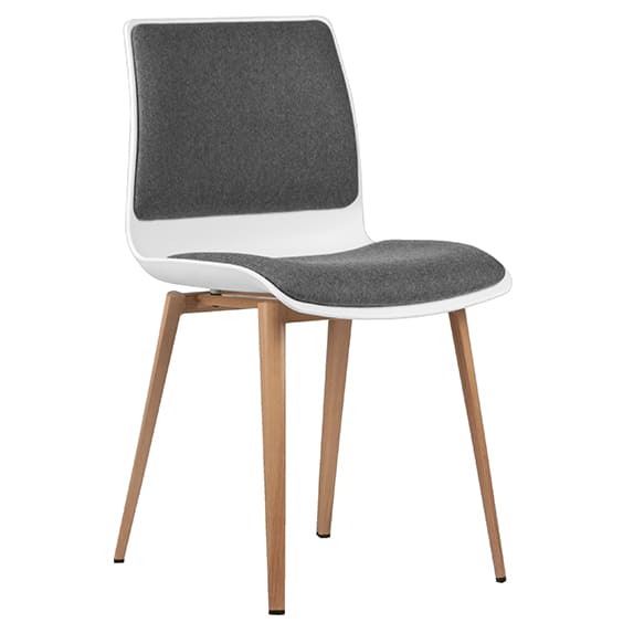 ST Pod Timber Look Metal Leg Upholstered Red Plastic Shell Hospitality Chair