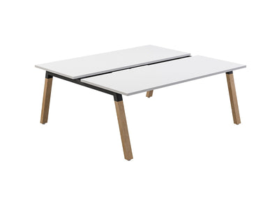 OL Plantation Melamine Top Timber Leg 2 Users Double Sided Desk