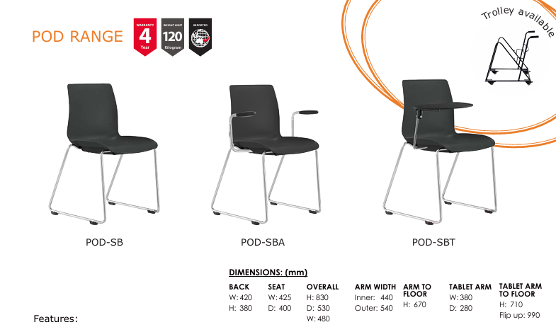 ST Pod Multi Purpose Stackable Hospitality Chair