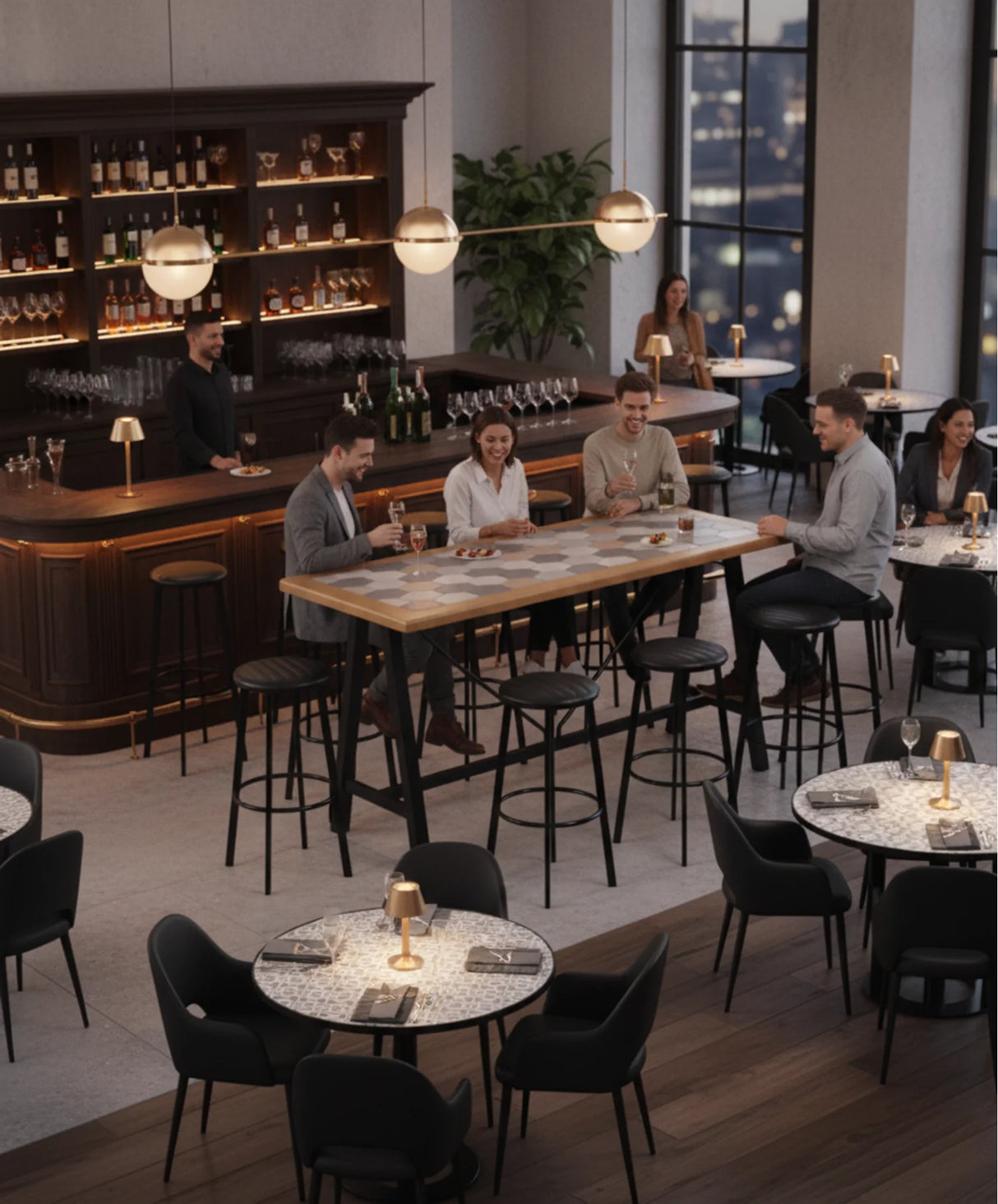 FL Portland Metal Legs Hospitality Barstool