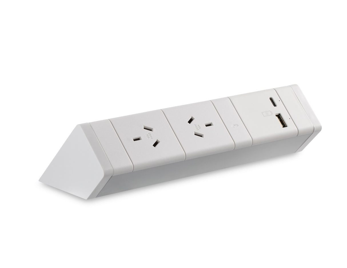 CM Athena Above Desk Power Rail - 2GPO & 1 Inline USB-C/A Port